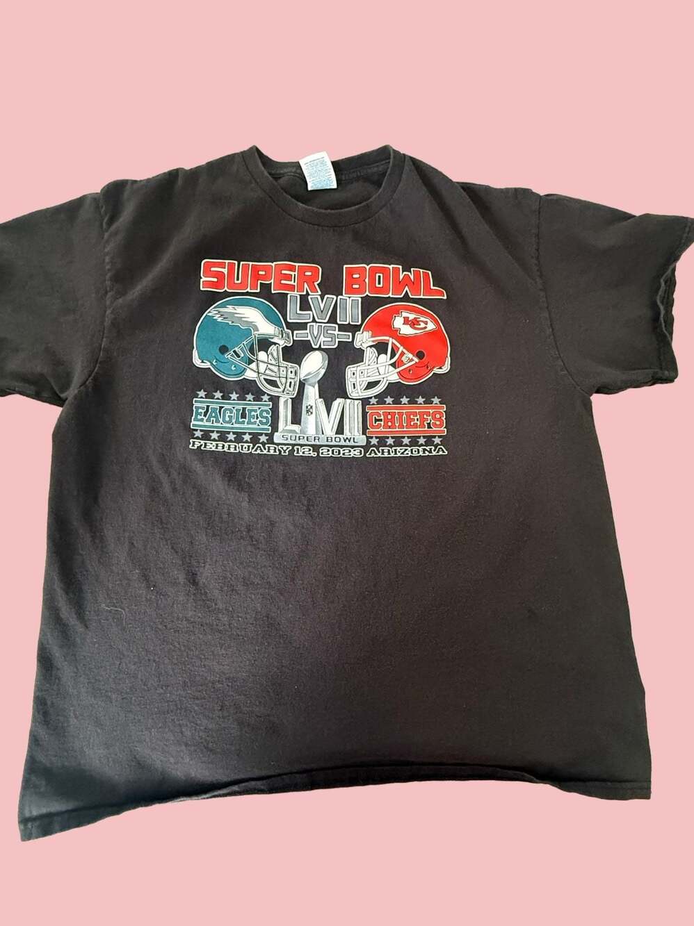 Men’s Delta Pro Weight Super Bowl LVII Kansas City Chiefs vs Phil Eagles T-Shirt